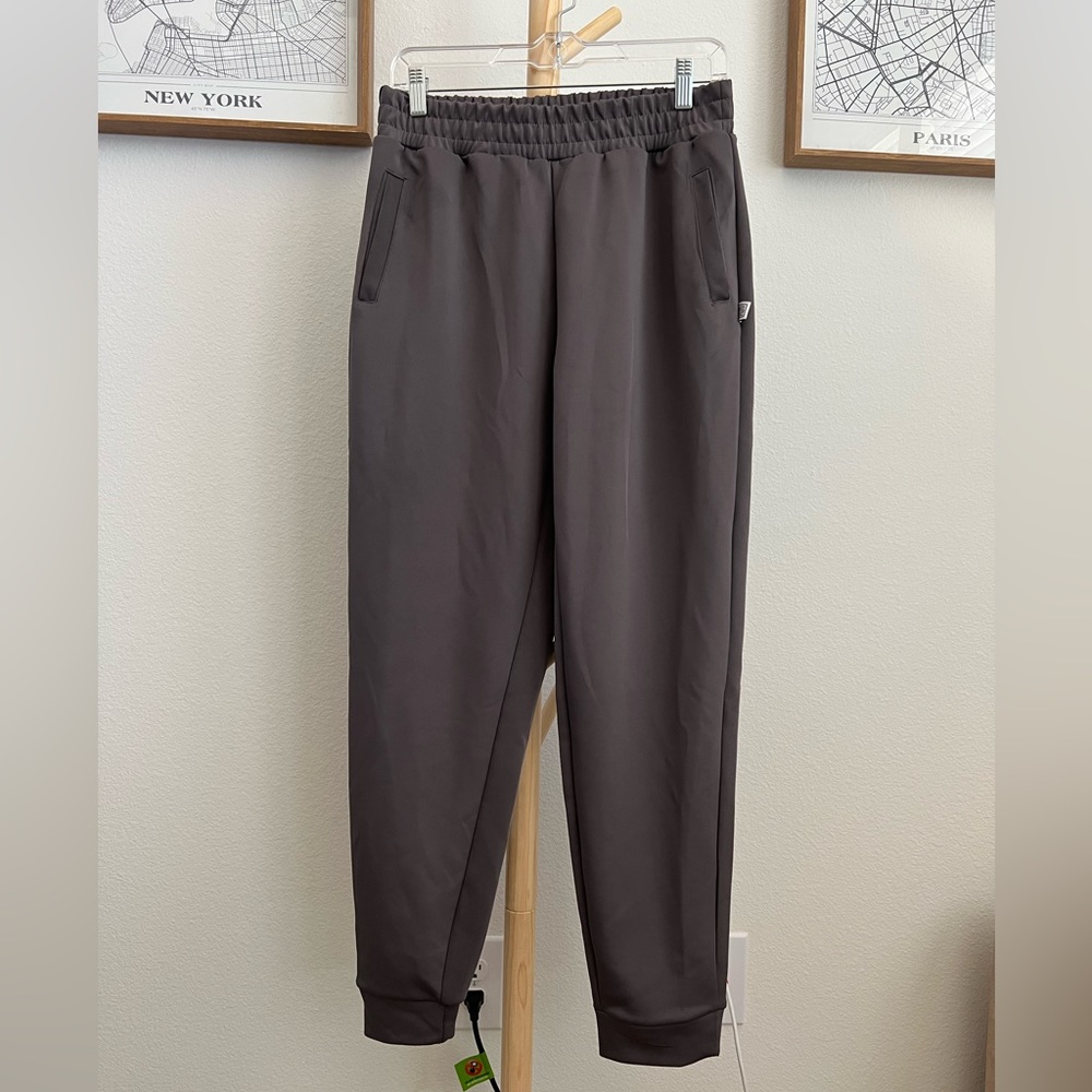 Purple joggers.
